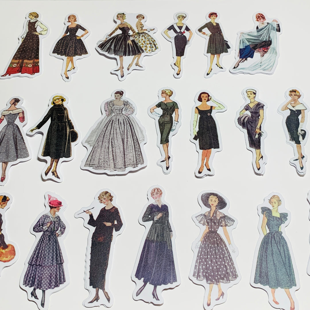 LITTLE BLACK VINTAGE DRESS Girls Peelable Stickers  ~ 40 Pieces ~ Each Sticker is 60mm x 80mm
