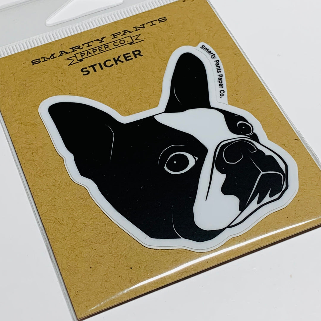 BOSTON TERRIER POP CULTURE Smarty Pants Vinyl Sticker ~ 1 Piece ~ 2.5 x 3 Inches