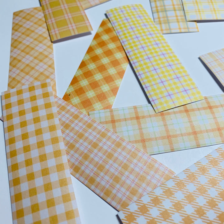 YELLOW SHADES Of PLAID Washi Tape Sticker Sheets ~ 50 Sticker Strips ~ 1 x 3 Inches