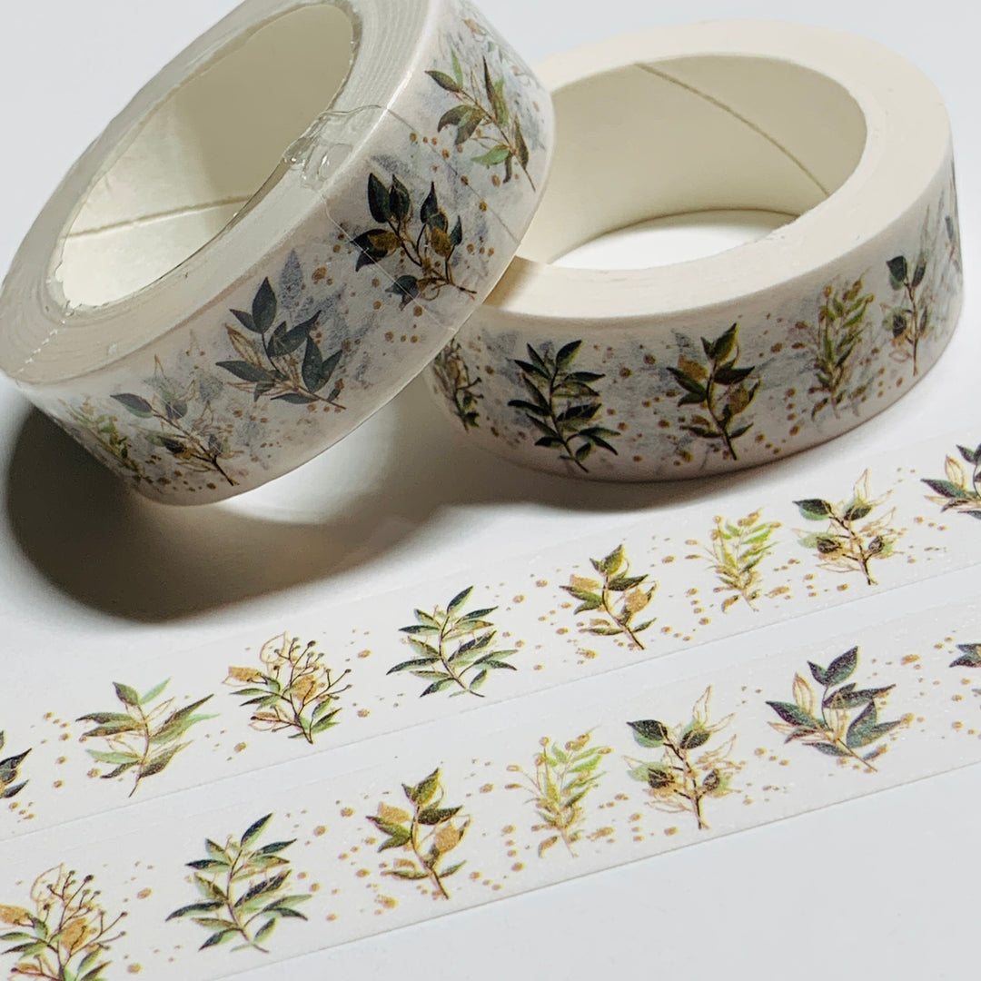 WILD LEAFY GREEN SPRIGS Washi Tape ~ 1 Roll ~ 15mm x 10m (33 Feet)