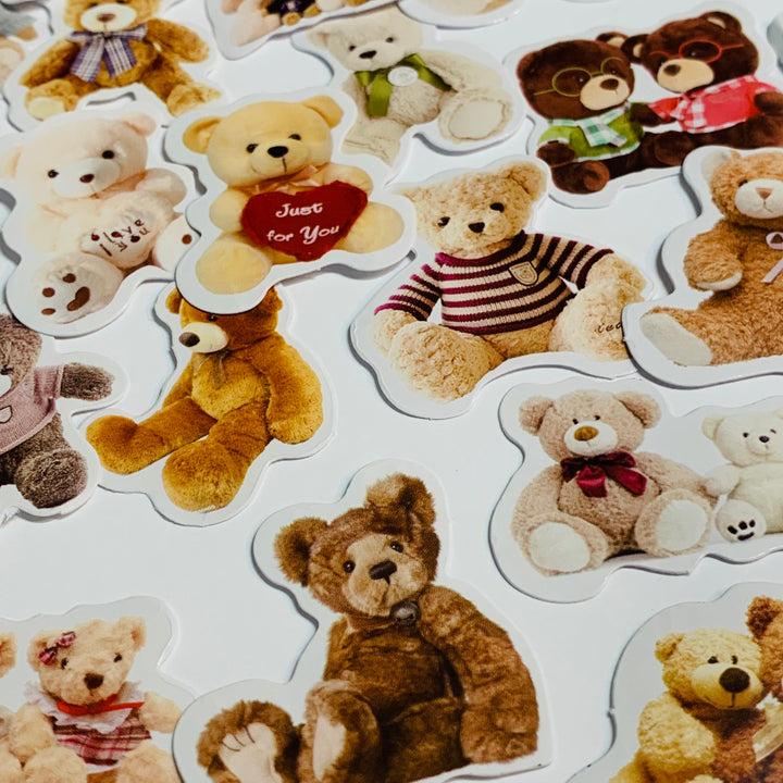 STUFFED TEDDY BEARS Peelable Stickers  ~ 46 Pieces ~ Each Sticker is Approximately 38mm