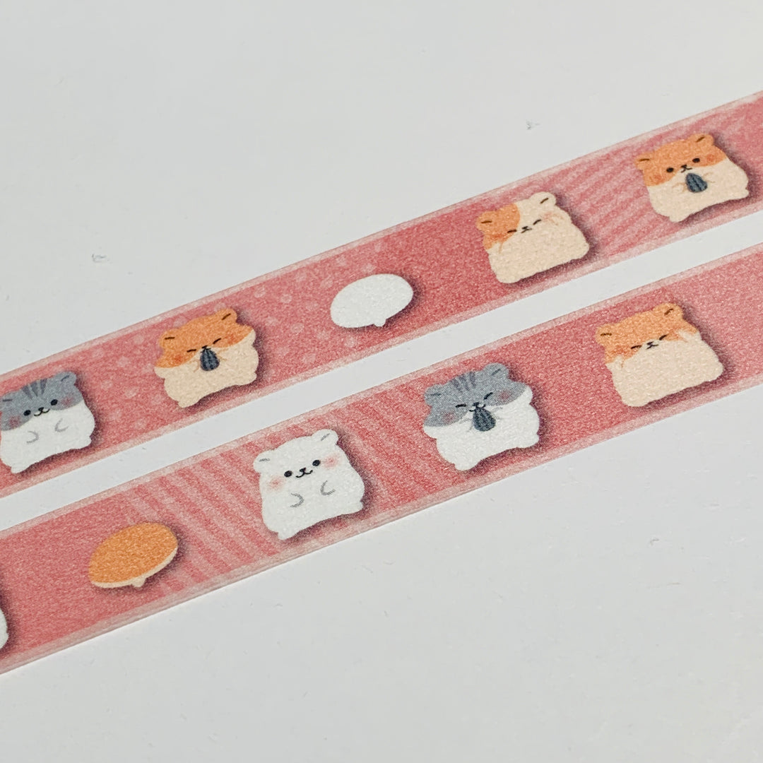 FLUFFY PET HAMSTERS Saien Masking Washi Tape ~ 1 Roll ~ 15mm x 10m (33 Feet)