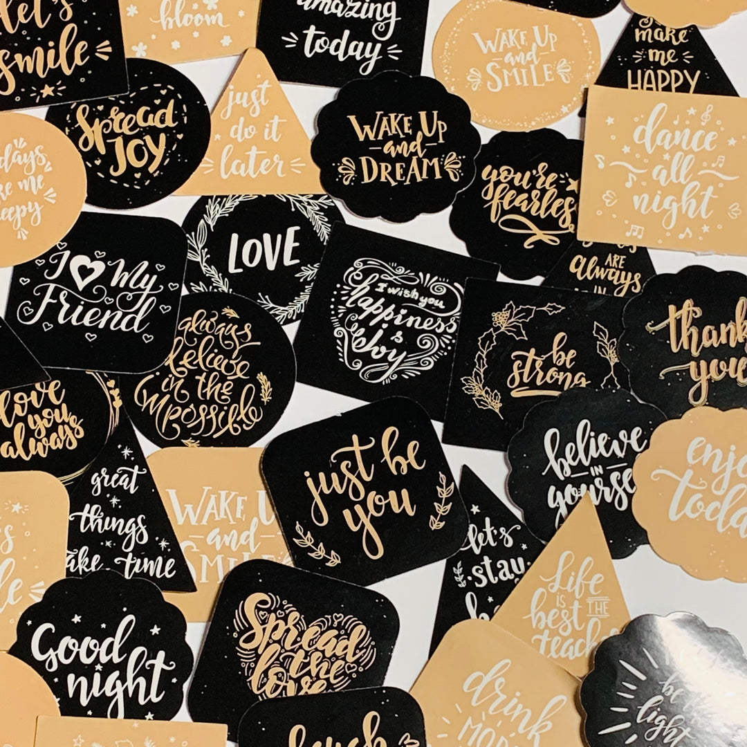 HOLIDAY And INSPIRATIONAL Quotes Peelable Stickers  ~ 45 Pieces ~ Each Sticker is Approximately 40mm