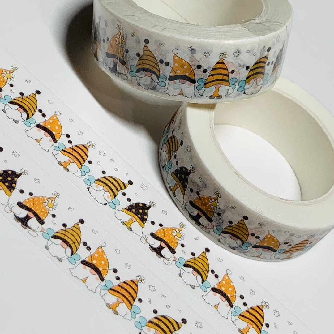 BUMBLEBEE YELLOW & BLACK GNOMES Washi Tape ~ 1 Roll ~ 15mm x 10m (33 Feet)