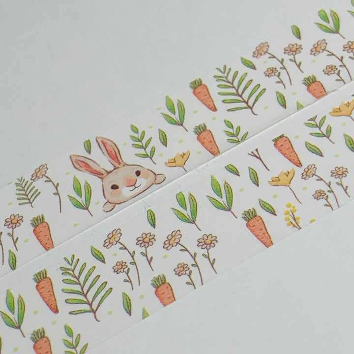 SNEAKY BUNNY In A CARROT GARDEN Easter Washi Tape - 1 Roll - 15mm x 10m (33 Feet)