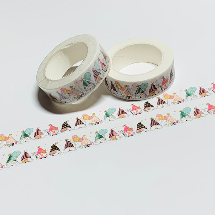 HAPPY BIRTHDAY GNOMES Washi Tape ~ 1 Roll ~ 15mm x 10m (33 Feet)