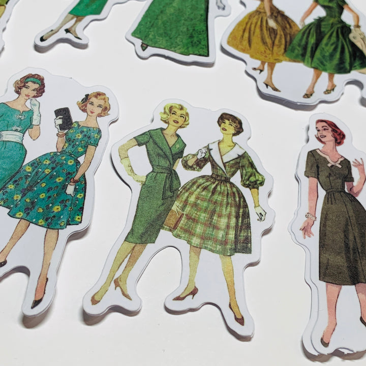 GREEN SLEEVES VINTAGE DRESS Girls Peelable Stickers  ~ 40 Pieces ~ Each Sticker is 60mm x 80mm