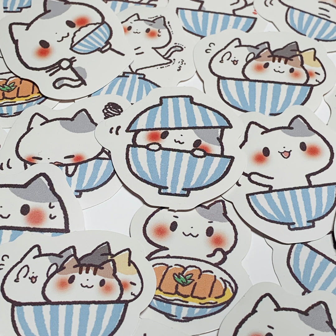 DIM SUM DUMPLING CATS Peelable Stickers ~ 45 Pieces ~ 40mm Each