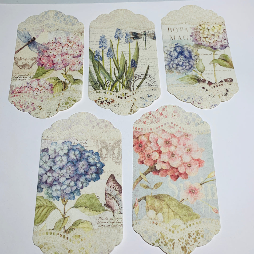 HYDRANGEAS HYACINTHS & LILACS Paper Lace Ephemera Pack ~ 45 Sheets ~ Size 2.5 x 4.25 Inches