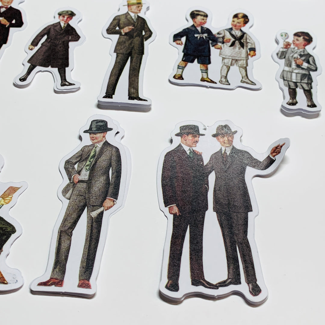 MAN ABOUT TOWN VINTAGE Clothing Men Peelable Stickers  ~ 40 Pieces ~ Each Sticker is 60mm x 80mm