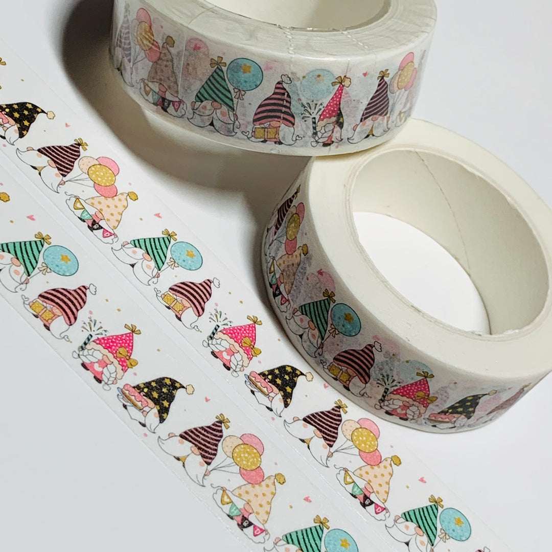 HAPPY BIRTHDAY GNOMES Washi Tape ~ 1 Roll ~ 15mm x 10m (33 Feet)