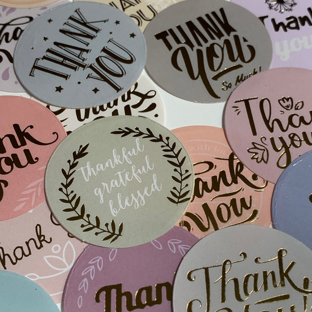 FOREST MIST THANKSGIVING Thank You Peelable Stickers  ~ 46 Pieces ~ Each Sticker is Approximately 35mm