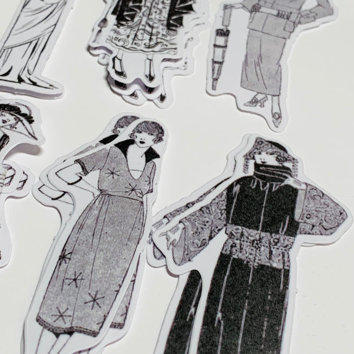 FASHION PLATE GIRLS In Black & White Peelable Stickers  ~ 45 Pieces ~ Each Sticker is 55mm x 85mm