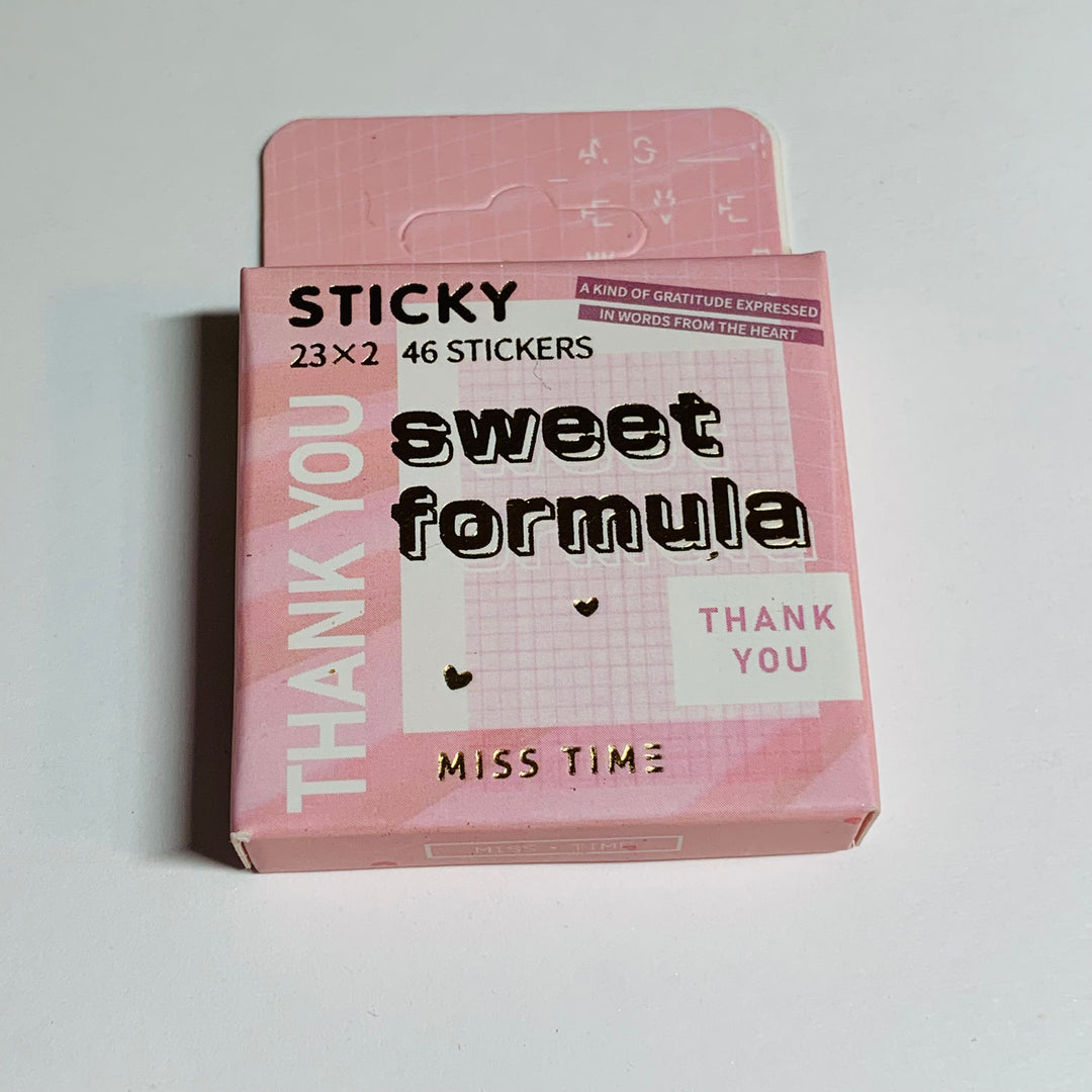 SWEET FORMULA QUOTES Thank You Peelable Stickers  ~ 46 Pieces ~ Each Sticker is Approximately 35mm