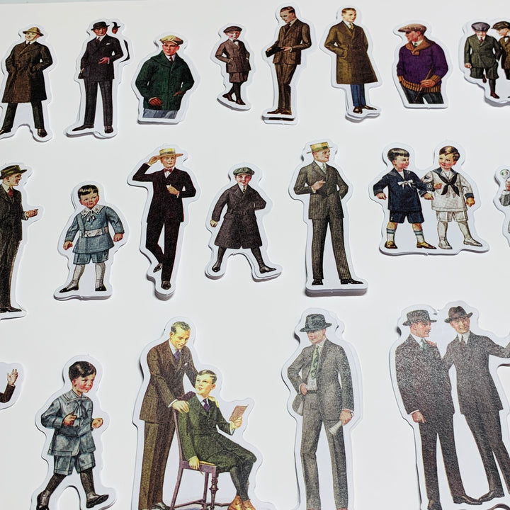 MAN ABOUT TOWN VINTAGE Clothing Men Peelable Stickers  ~ 40 Pieces ~ Each Sticker is 60mm x 80mm