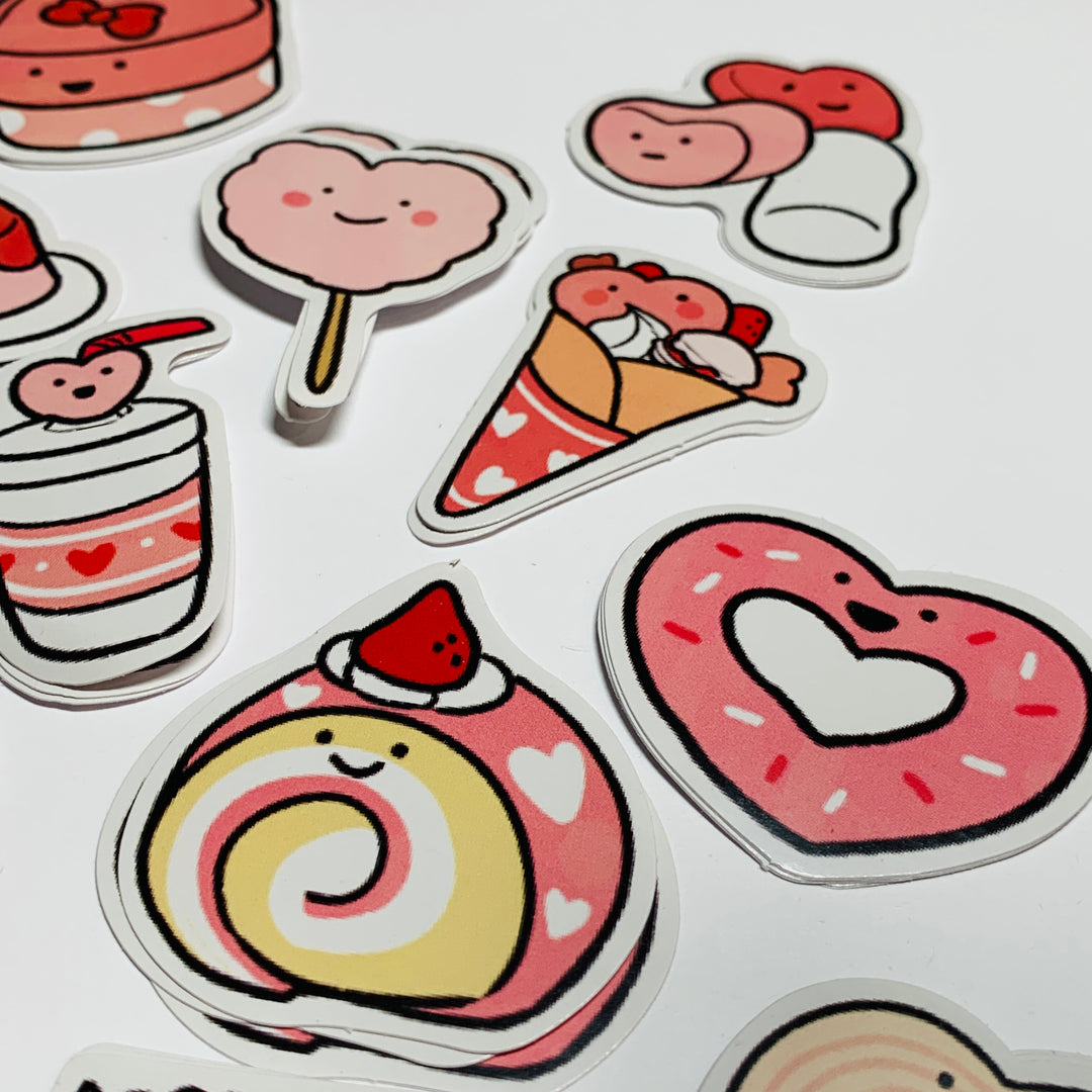 STRAWBERRY JELLY ROLL & OTHER DESSERTS Peelable Stickers  ~ 45 Pieces ~ Approximately 38mm