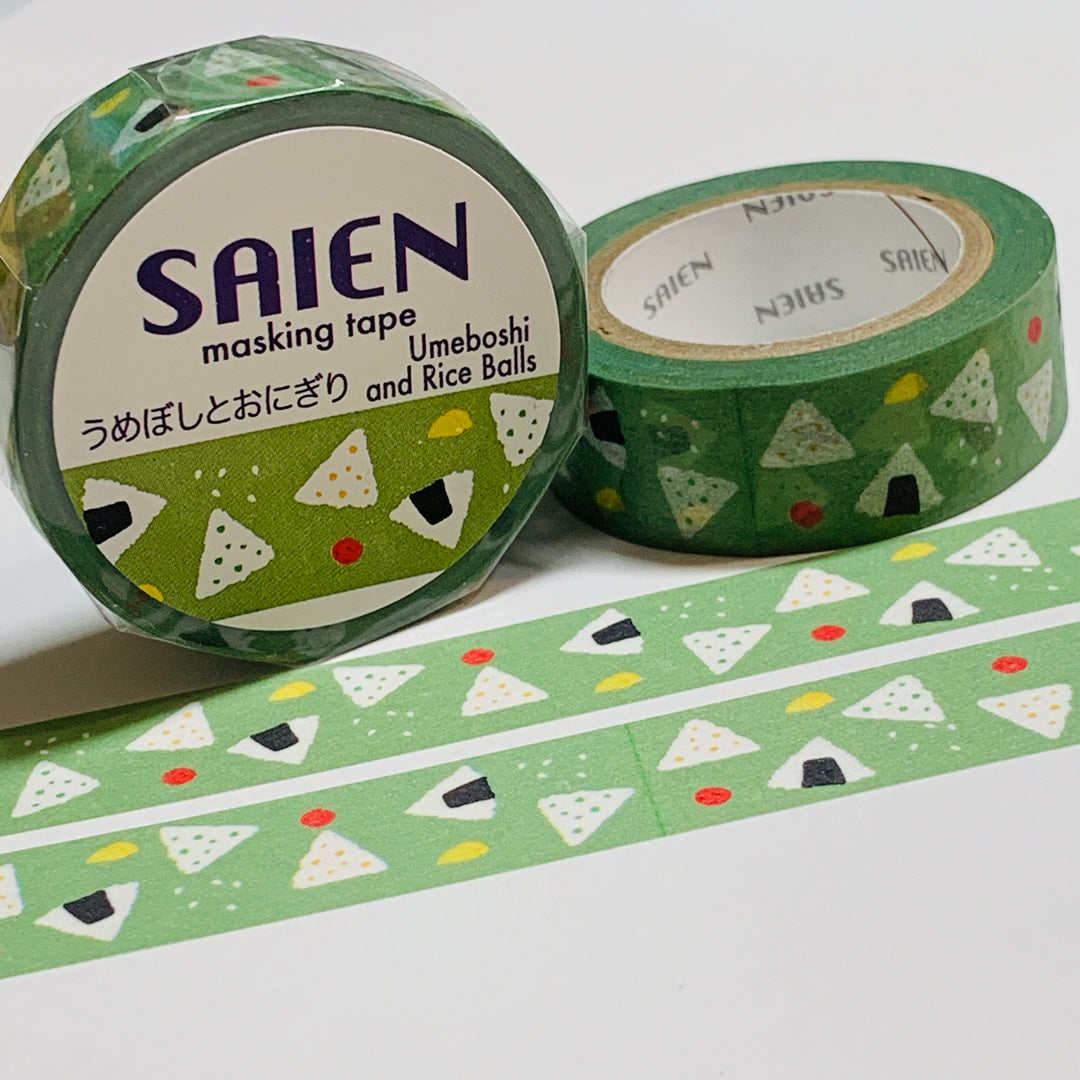 UMEBOSHIE PLUMS & RICE BALLS Food Saien Masking Washi Tape - 1 Roll - 15mm x 10m (33 Feet)