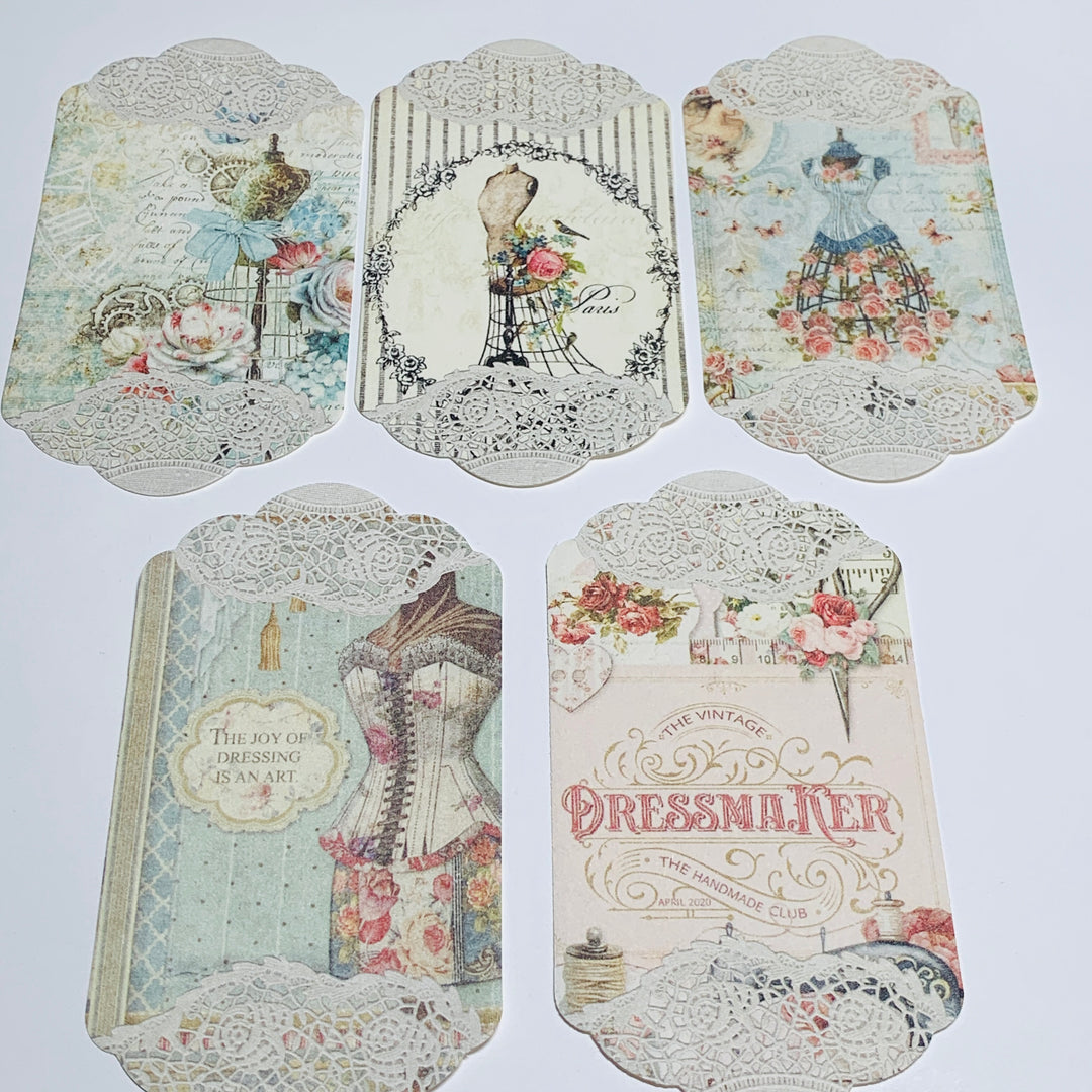 CORSETS BUSTIERS & FASHION DRESS FORMS Paper Lace Ephemera Pack ~ 45 Sheets ~ Size 2.5 x 4.25 Inches