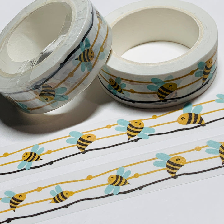 BUZZING SOARING STRING BEES Washi Tape - 1 Roll - 15mm x 10m (33 Feet)