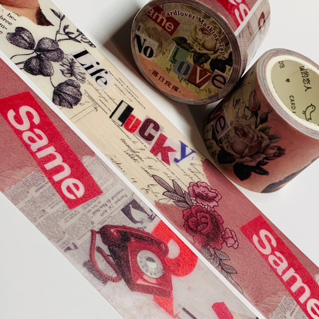 RETRO SAME LOVE Mixed Media Collage Washi Tape ~ 1 Roll ~ 30mm x 3m (10 Feet)