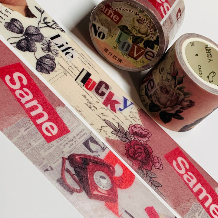 RETRO SAME LOVE Mixed Media Collage Washi Tape ~ 1 Roll ~ 30mm x 3m (10 Feet)