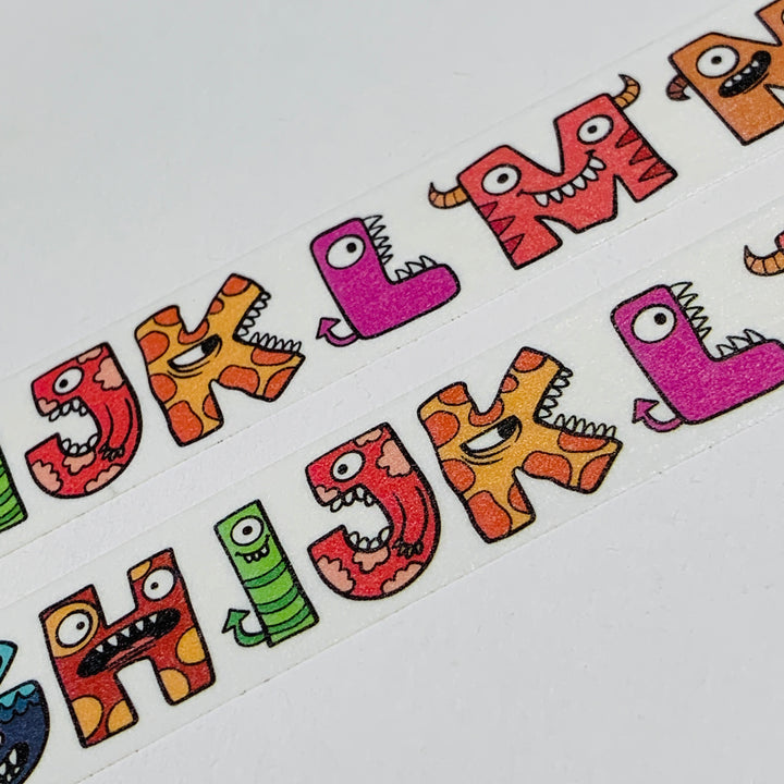 HIDDEN ALPHABET MONSTERS Halloween Washi Tape ~ 1 Roll ~ 15mm x 10m (33 Feet)