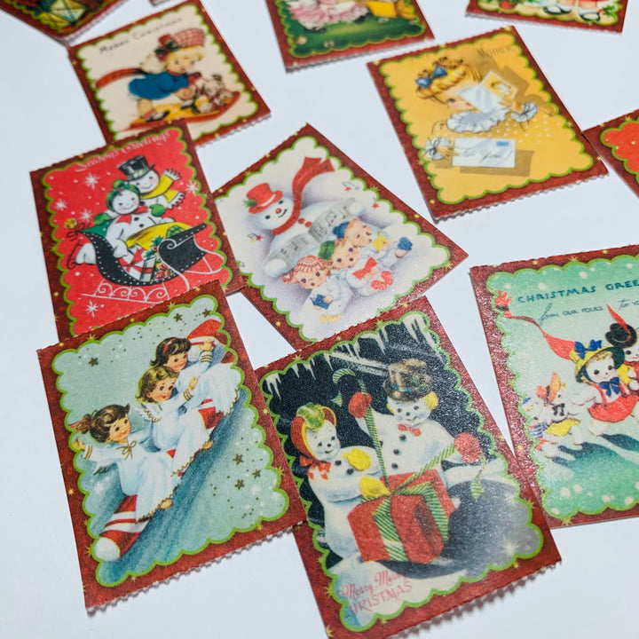 SNOWMAN & FRIENDS ANTICS Christmas Ticket Sticker Sheets ~ 1 Stack ~ 150 Stickers in 30 Designs