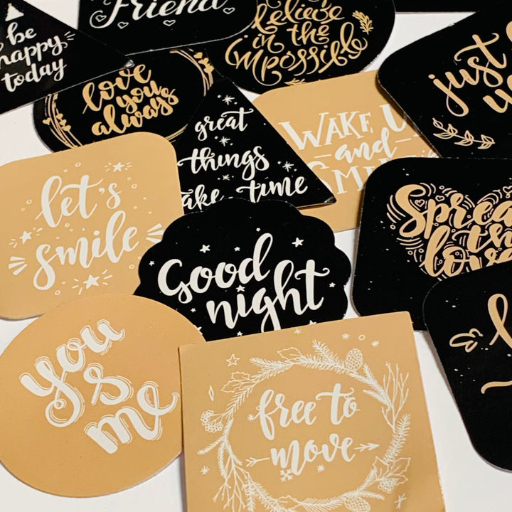 HOLIDAY And INSPIRATIONAL Quotes Peelable Stickers  ~ 45 Pieces ~ Each Sticker is Approximately 40mm