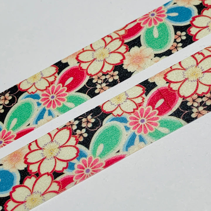 KIMONO PLUM & CHERRY BLOSSOMS Saien Washi Tape ~ 1 Roll ~ 15mm x 7m (23 Feet)