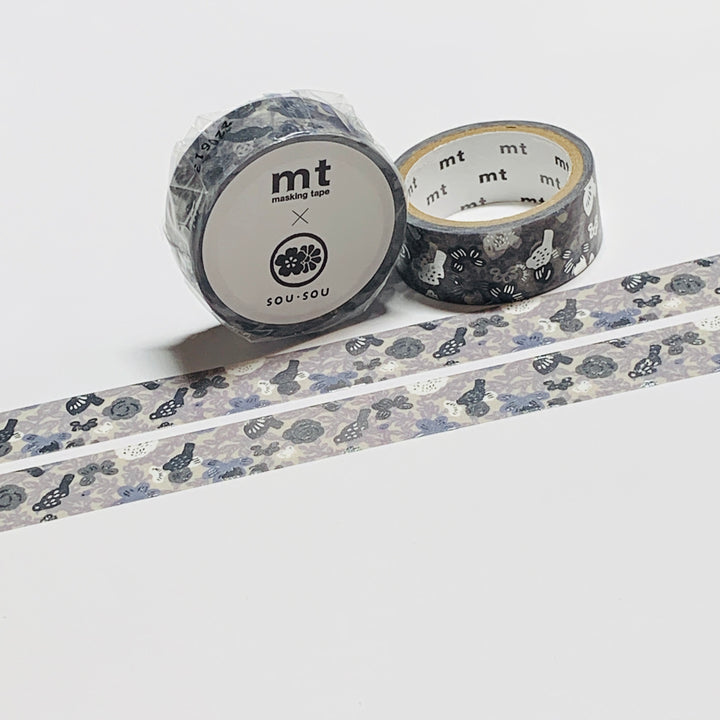 SILVER BIRDS & FLOWERS FOIL Stamping Sou Sou Mt Washi Tape - 1 Roll - 15mm x 3m (10 Feet)