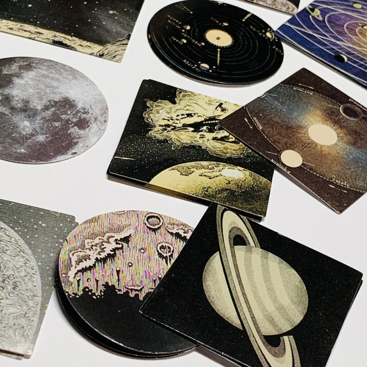 SPACE PLANETS & DIAGRAMS STICKERS Peelable Stickers  ~ 46 Pieces ~ Each Sticker is 44mm