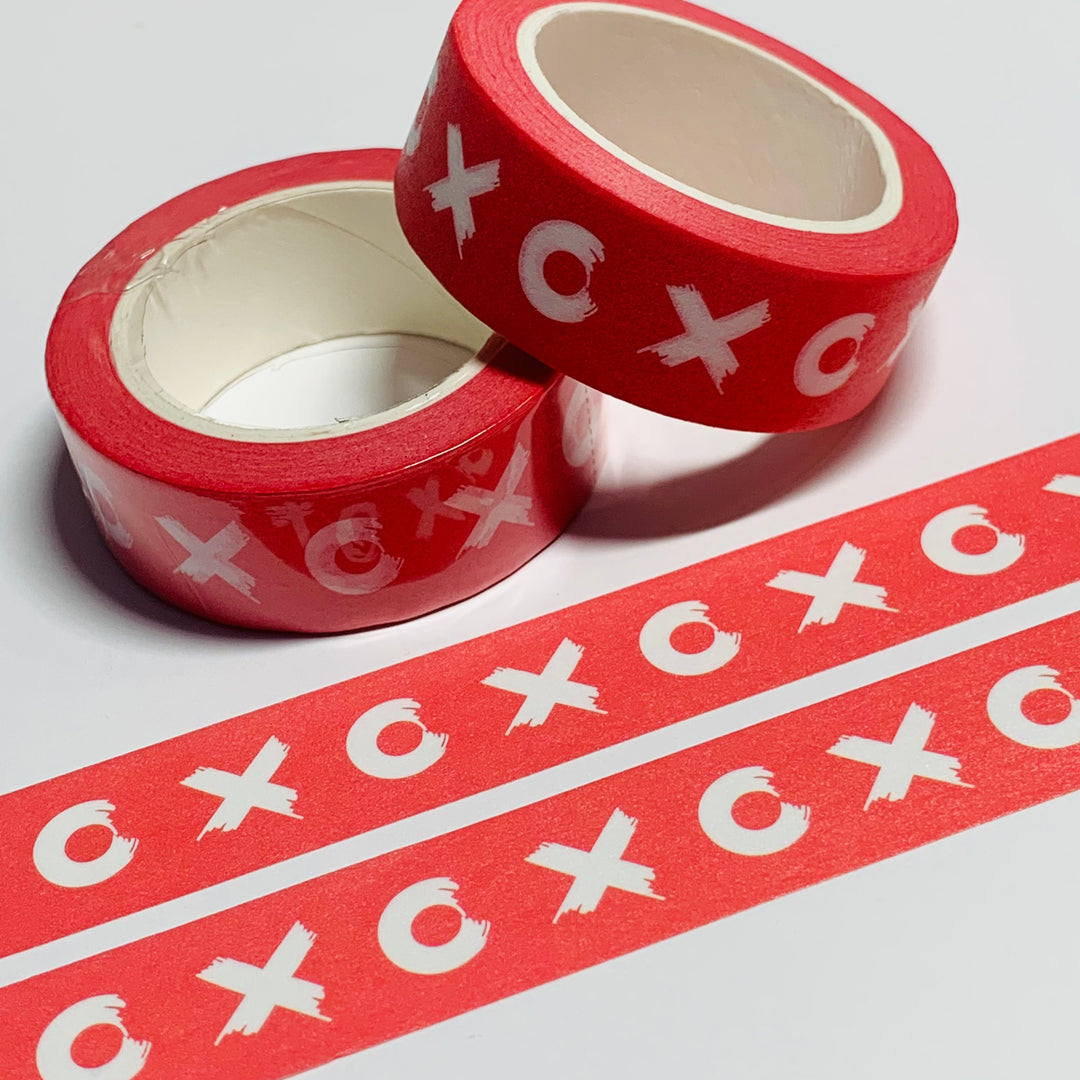 DISTRESSED X'S & O'S VALENTINE Washi Tape ~ 1 Roll ~ 15mm x 10m (33 Feet)