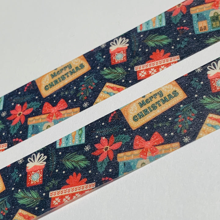 WRAPPED UP In CHRISTMAS PAPER & EVERGREEN Washi Tape ~ 1 Roll ~ 15mm x 10m (33 Feet)