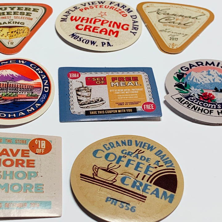 DAIRY WORLD VINTAGE ADVERTISEMENTS Peelable Stickers  ~ 46 Pieces ~ Approximately 38mm