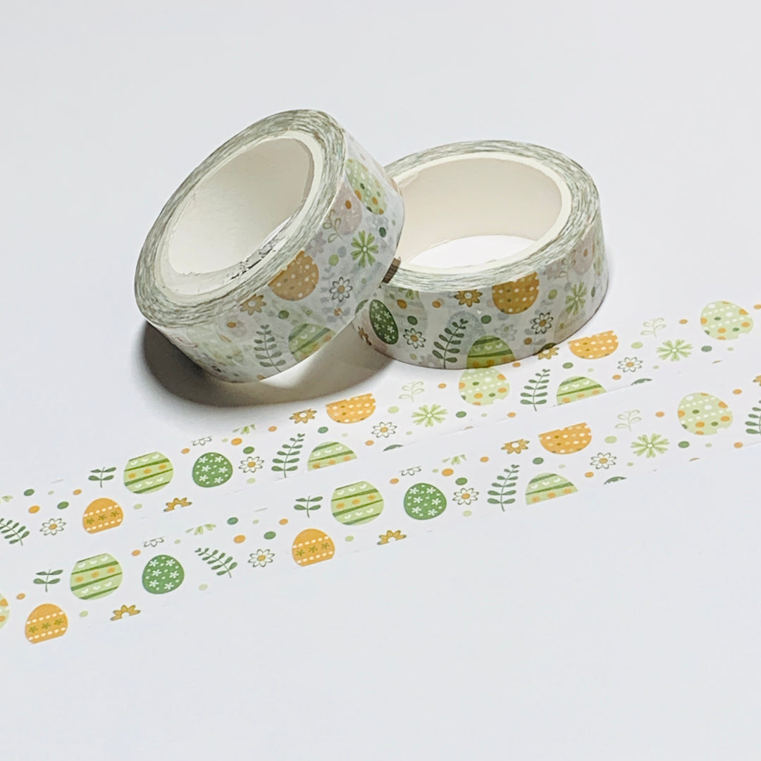 LUCKY GREEN EASTER EGGS Washi Tape - 1 Roll - 15mm x 10m (33 Feet)