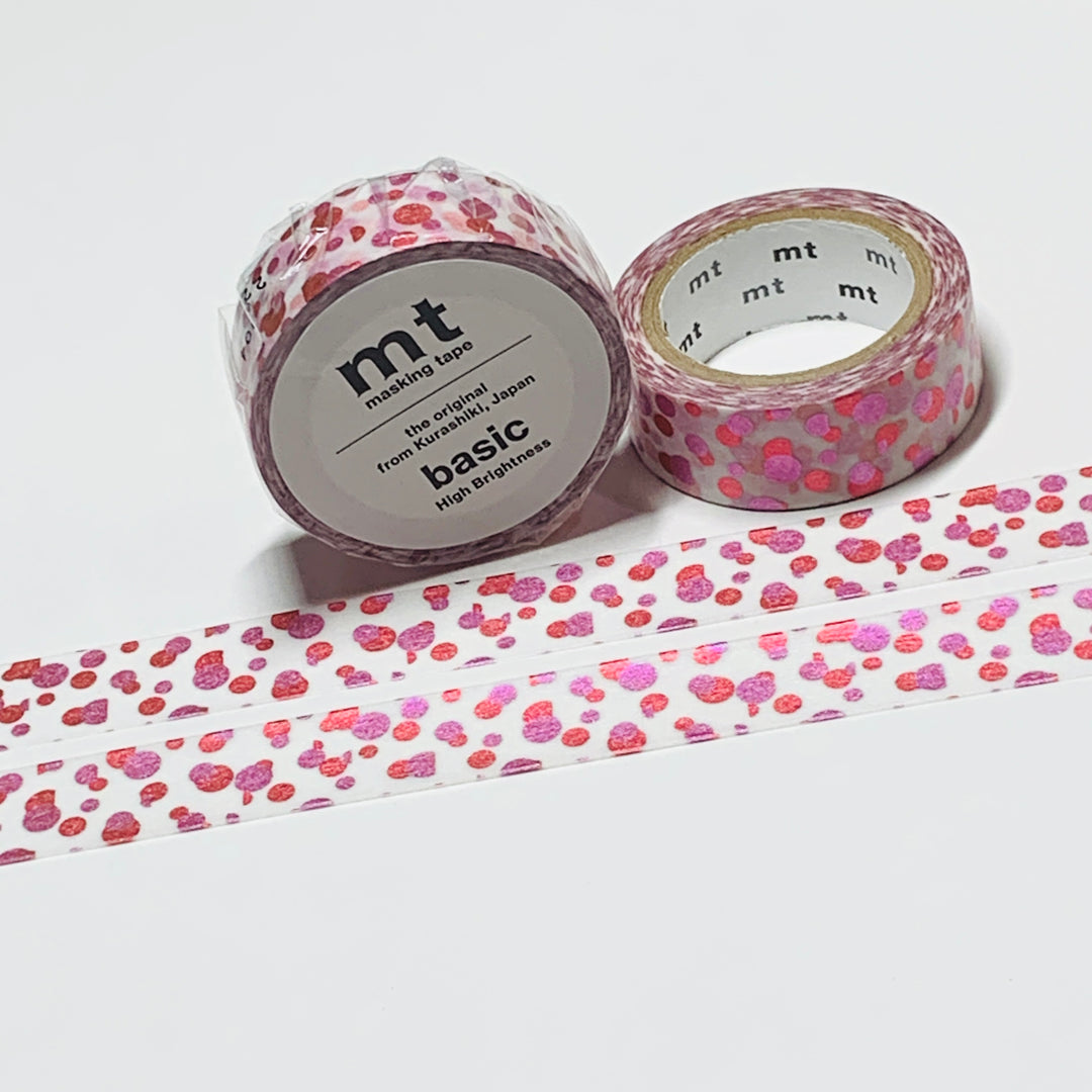 SCATTERED DOT METALLIC PINK FOIL MT Washi Tape - 1 Roll - 15mm x 7m (23 Feet)