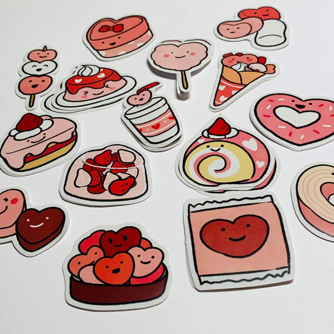 STRAWBERRY JELLY ROLL & OTHER DESSERTS Peelable Stickers  ~ 45 Pieces ~ Approximately 38mm