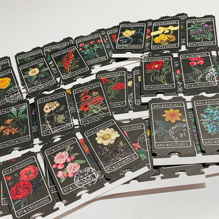 THE SONG Of The FLOWER TICKET Stubs Sticker Ephemera Pack ~ 15 Strips ~ 45 Stickers