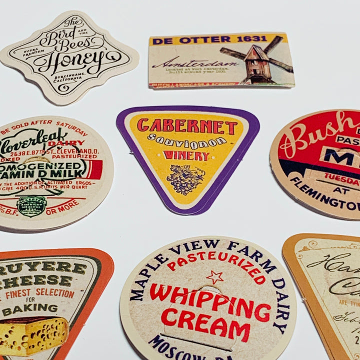 DAIRY WORLD VINTAGE ADVERTISEMENTS Peelable Stickers  ~ 46 Pieces ~ Approximately 38mm