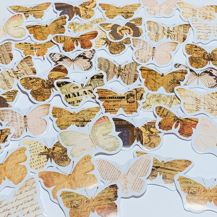 MIXED MEDIA BUTTERFLY Peelable Stickers  ~ 46 Pieces ~ 44mm