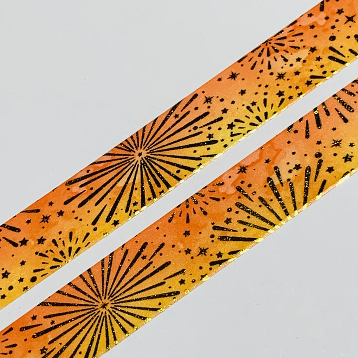 SPARKLING GOLD SUN RAYS Foil Washi Tape ~ 1 Roll ~ 15mm x 10m (33 Feet)