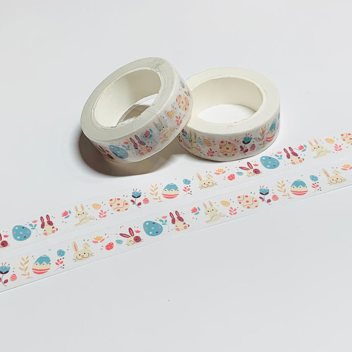 HOMESPUN EASTER BUNNIES & EGGS Washi Tape - 1 Roll - 15mm x 10m (33 Feet)