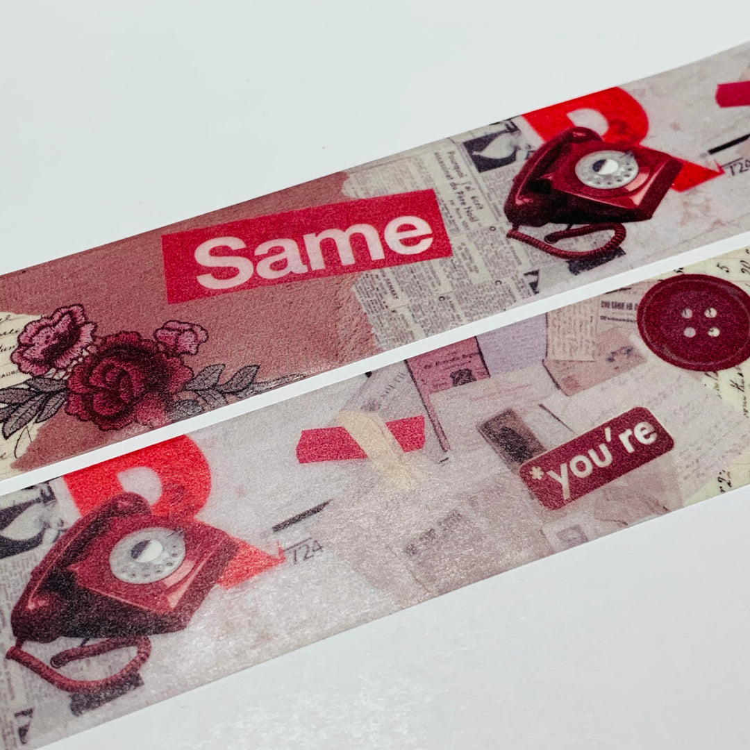 RETRO SAME LOVE Mixed Media Collage Washi Tape ~ 1 Roll ~ 30mm x 3m (10 Feet)