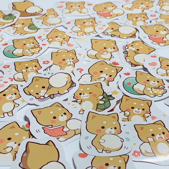 SHIBA INU LOVES YOU Puppy Dog Peelable Stickers ~ 45 Pieces ~ 40mm Each