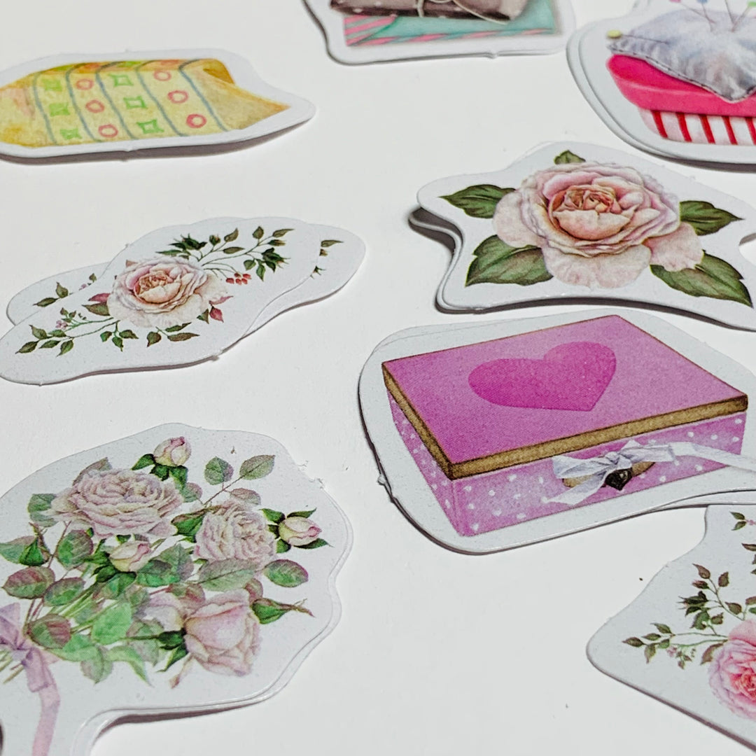 VIVIEN'S MANOR ROMANTIC Peelable Stickers  ~ 46 Pieces ~ 38mm Each