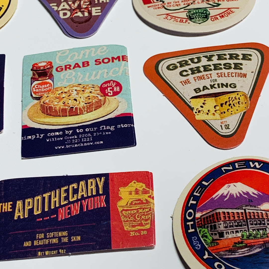 DAIRY WORLD VINTAGE ADVERTISEMENTS Peelable Stickers  ~ 46 Pieces ~ Approximately 38mm