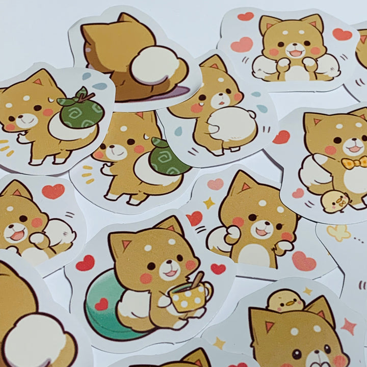 SHIBA INU LOVES YOU Puppy Dog Peelable Stickers ~ 45 Pieces ~ 40mm Each