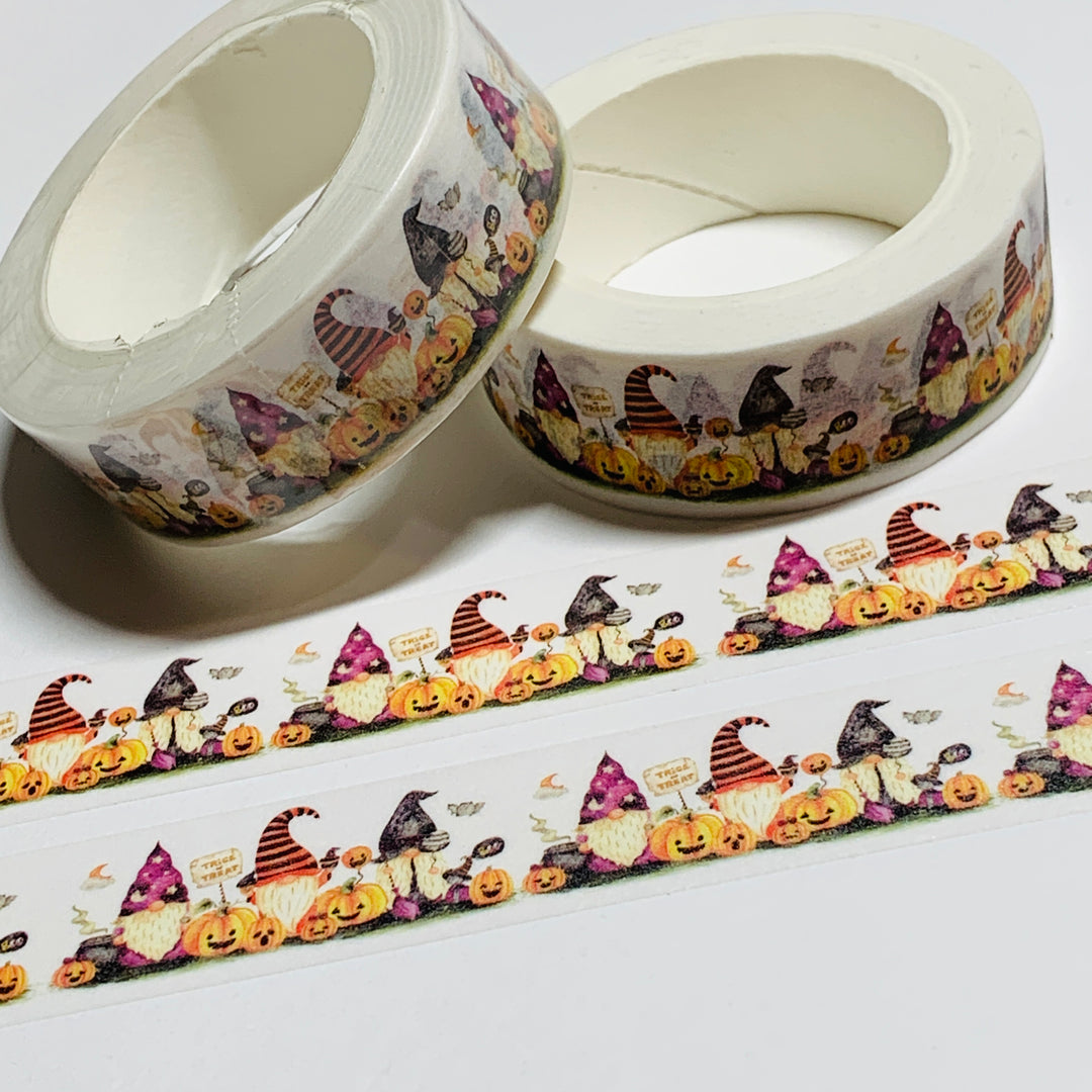 PUMPKIN PATCH TRICK Or TREATING HALLOWEEN GNOMES Washi Tape ~ 1 Roll ~ 15mm x 10m (33 Feet)