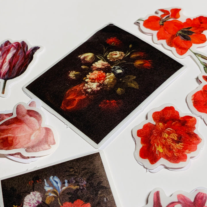 BLOOMING RED IMPERIAL Garden Floral Sticker Flakes Stickers ~ 40 Stickers ~ 1 to 3 Inches Each